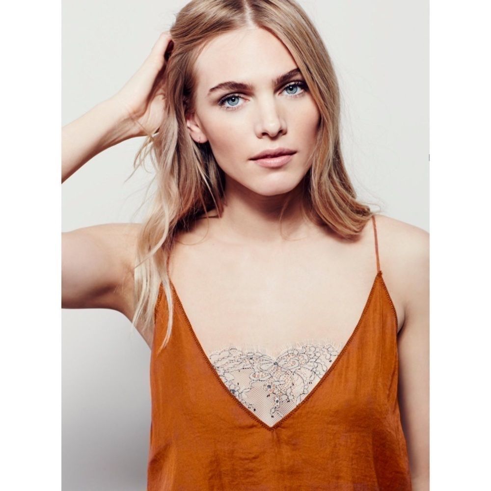 Free People Deep V Bandeau Cami in Burnt Orange
